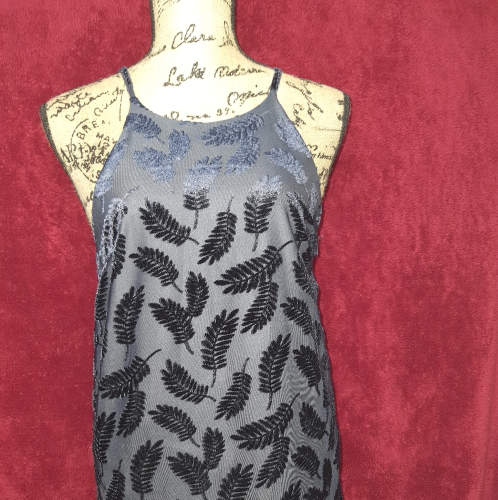 Honey Belle Demi Navy Burnout Velvet Shift Dress - Picture 1 of 5